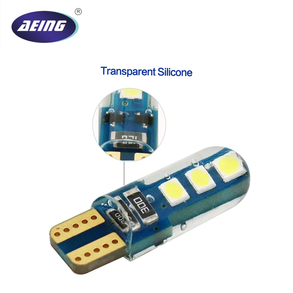 AEING 1 шт. T10 Светодиодные лампы W5W 194 силиконовый 6SMD для автомобиля боковые