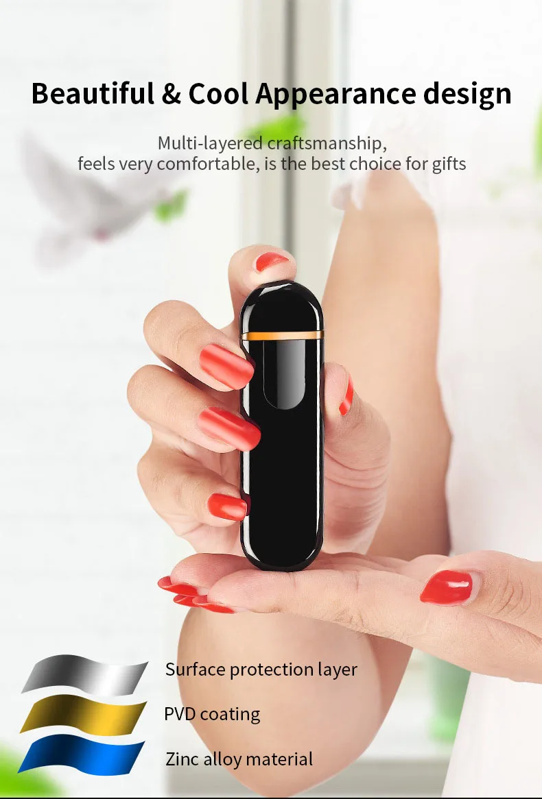 Отпечаток пальца senstive мини зажигалка USB зажигалки ветрозащитный негорящий перезаряжаемая Электронная зажигалка для курения