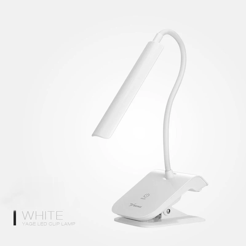 YAGE лампа для чтения, светильник usb 22, Светодиодный настольный светильник с зажимом, светодиодный светильник с сенсорным выключателем, сменная лампа с зажимом, лампа на изгиб - Цвет корпуса: White