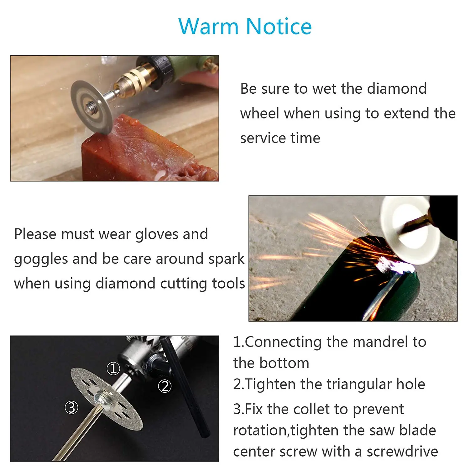 METABLE 1SET Diamond Cutting Wheel Cut Off Discs Rotary Tool Blades Mandrel Screwdriver and Sheets Sandpaper for wood | Дом и сад