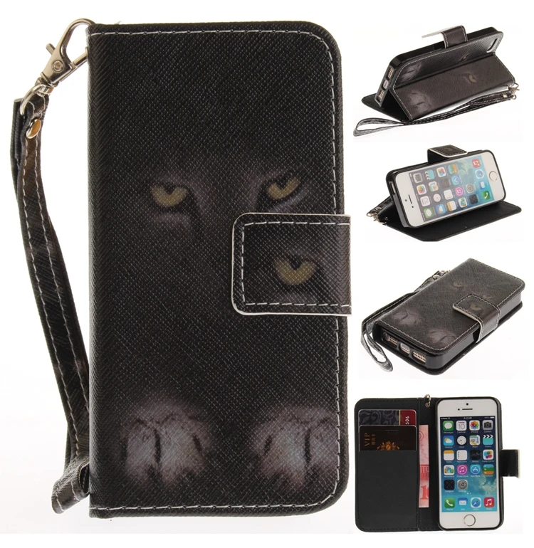Кожаный бумажник с собакой для Coque Apple iPhone 5S чехол с откидной крышкой для iPhone 5 чехол для телефона s для iPhone SE 5SE 5 S Capinha Etui Hoesje