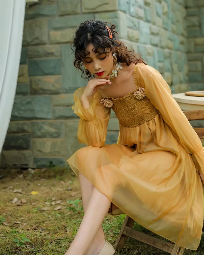 2019 новые модные женские платья летние темпераментные Имбирные с высокой
