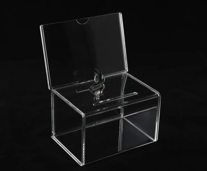 Акриловая коробка для сбора подарков средств Perspex с блокировкой ключей