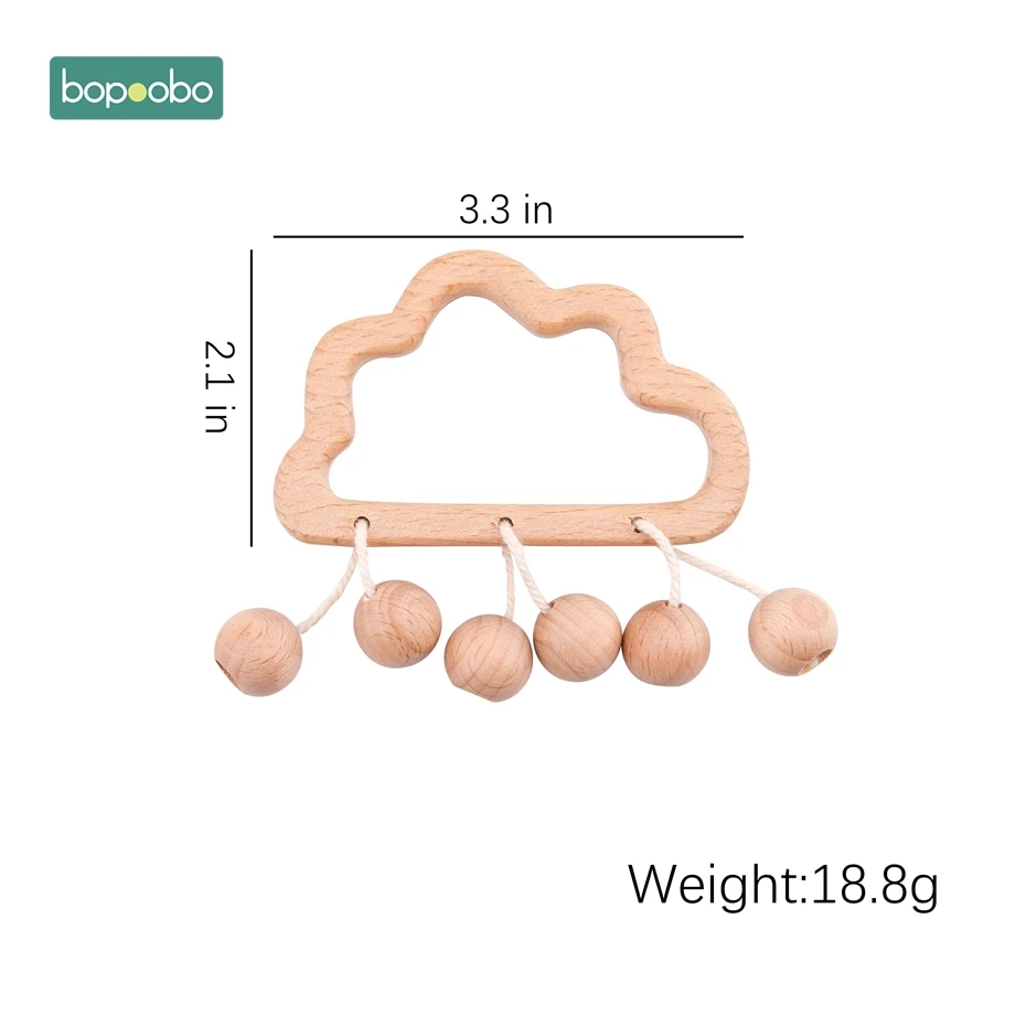 Cloud Rattle Bopoobo 1 шт. Детские 16 мм деревянные бусины погремушка Детская игрушки на кроватку кровать колокольчик коляска новорожденный органический Деревянный Погремушка аксессуары для коляски - Цвет: Cloud Rattle