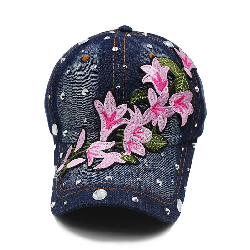 miaoxi Women New Hat Summer Floral Girl Baseball Caps For Female Adult Cotton Cap Fashion High Quality Denim Jeans Bonnet Sale