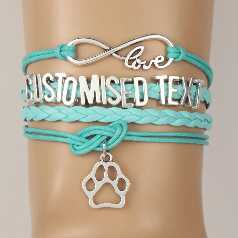 Бесконечность любовь настраиваемый текстовый браслет собака/кошка и т. Д.