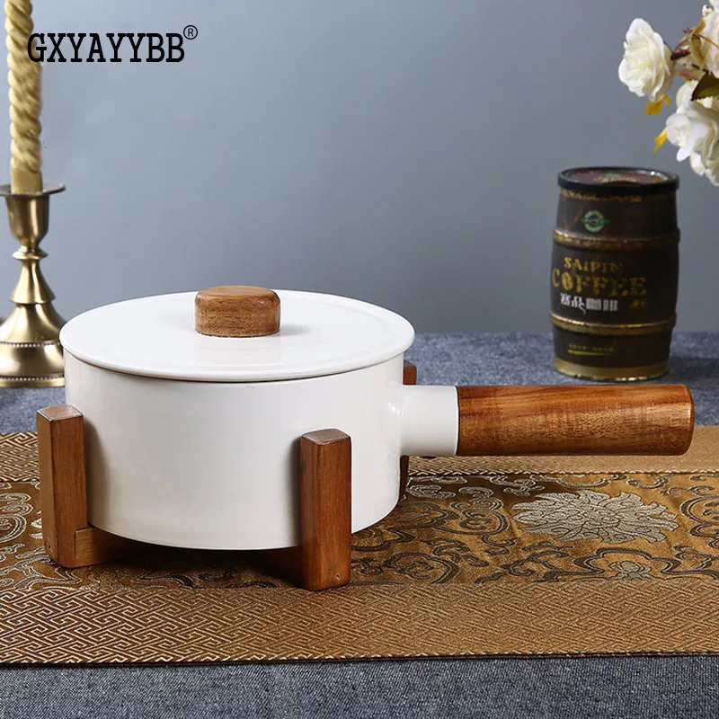 GXYAYYBBCeramic soup pot Acacia wood frameEuropean and American flat heat-resistant non-stick ceramic (Do not use open fire) | Дом и сад