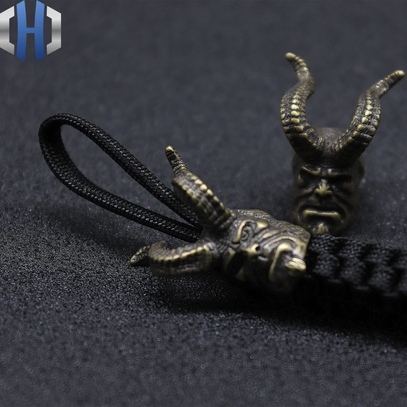 Латунный нож бусы кулон EDC зонтик веревка фонарик Рог ад барон шнурки DIY Паракорд