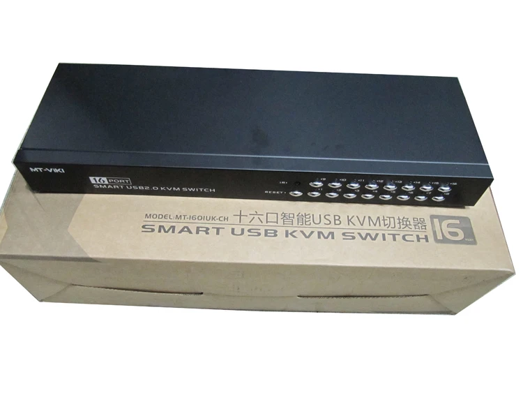 16 портов Смарт USB 2 0 KVM переключатель металла включает кабели кнопки или пульт