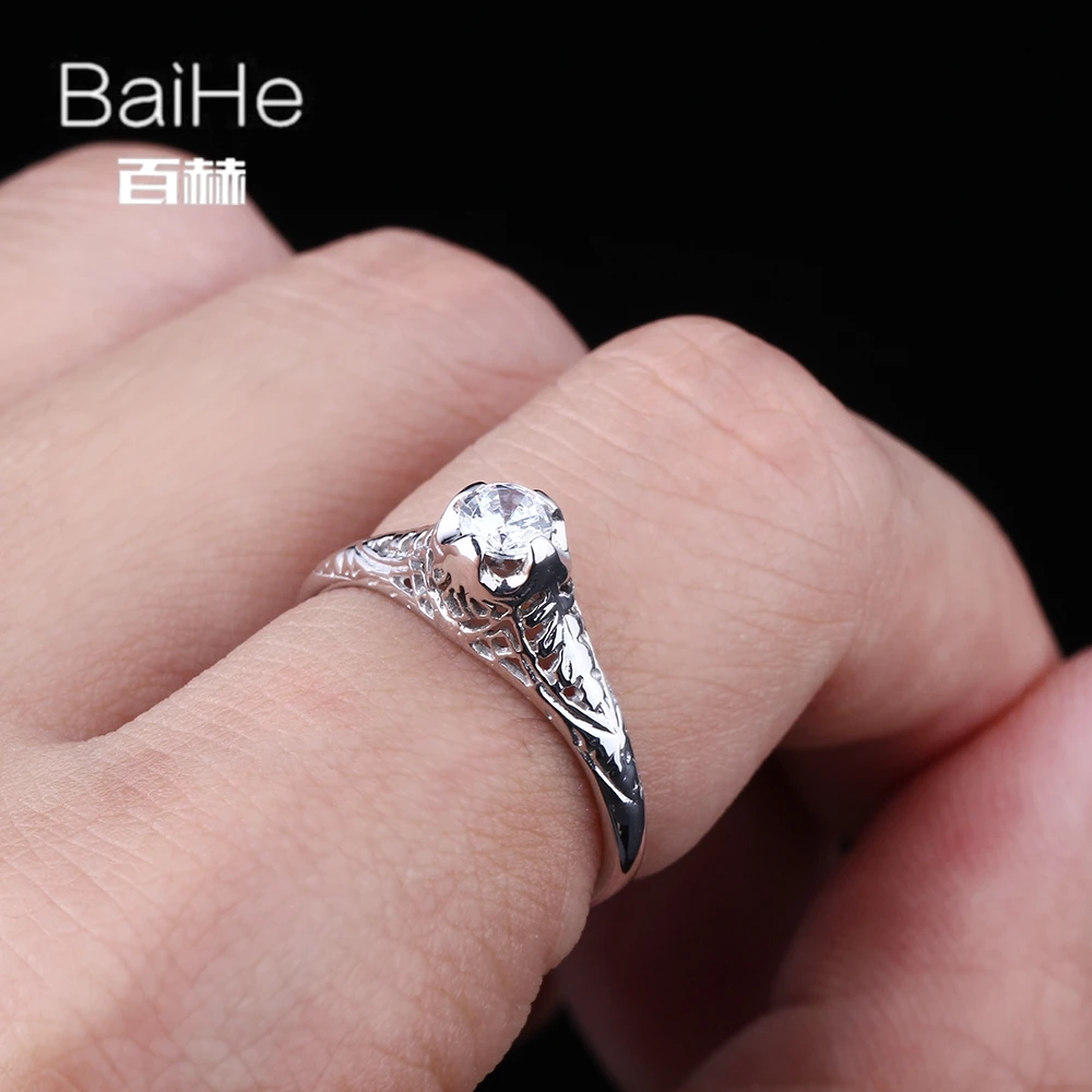 

BAIHE Sterling Silver 925 0.5CT Flawless Genuine AAA Graded Cubic Zirconia Wedding Women Trendy Fine Jewelry Cubic Zirconia Ring