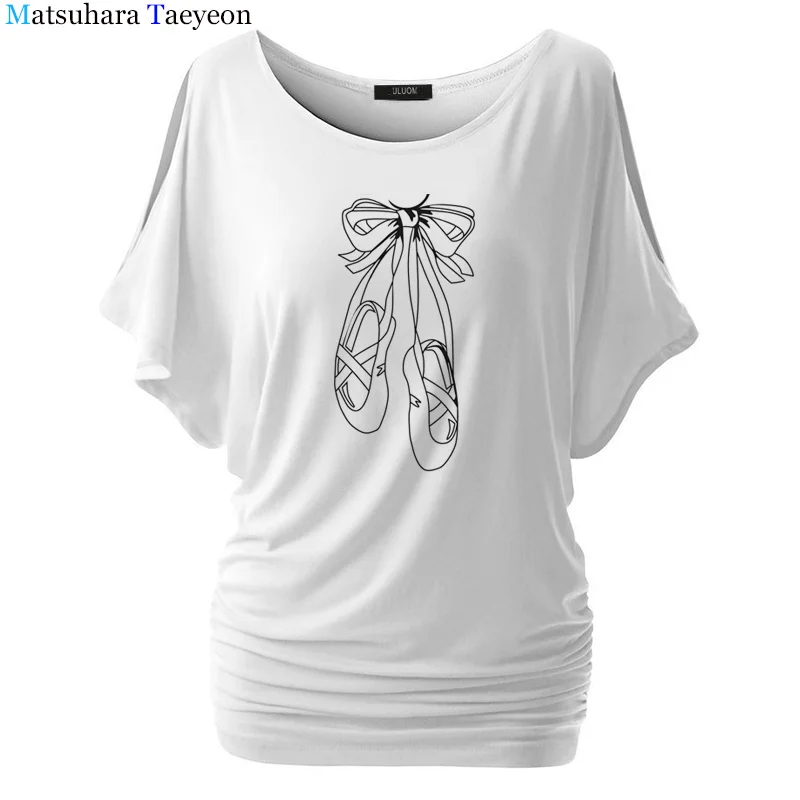 Фото Женская футболка с круглым вырезом принтом и рукавом летучая мышь|Футболки| |