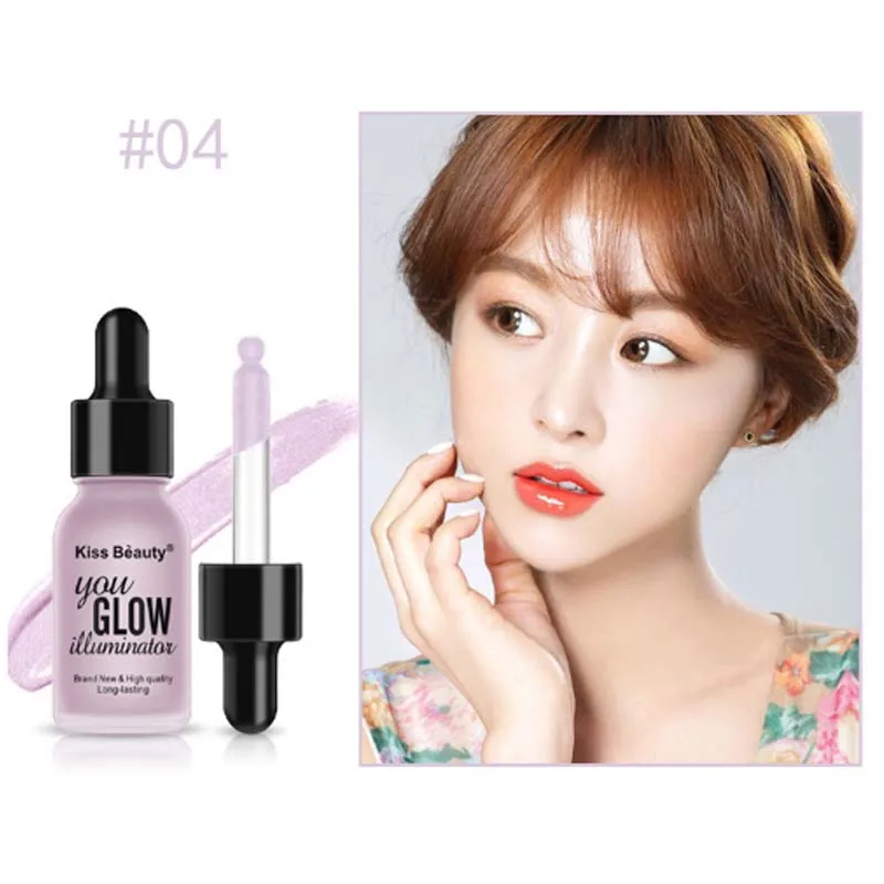 Kiss Beauty 5 видов цветов жидкий Хайлайтер для лица крем осветляет мерцающий