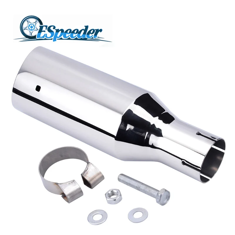 

ESPEEDER 54mm Universal Stainless Steel Car Muffler Exhaust System Polished Silver Silencer Exhaust Tip Muffler Pipe