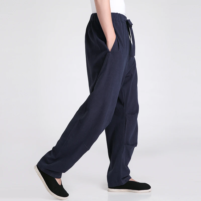 Китайские мужские брюки кунг-фу высококачественные хлопковые льняные