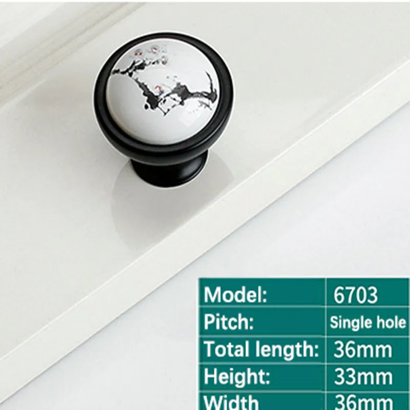 5pcs6703-Single hole 5 шт Керамическая дверная ручка с одним отверстием/96 мм/128 мм Элегантная черная ручка для шкафа мебельная кухонная ручка для шкафа фурнитура Аксессуары - Цвет: 5pcs6703-Single hole