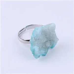 blue silver 1 шт. agates кольцо geode натуральный кварцевый камень кластер Кристалл Регулируемые кольца палец суставное кольцо - Цвет основного камня: blue silver