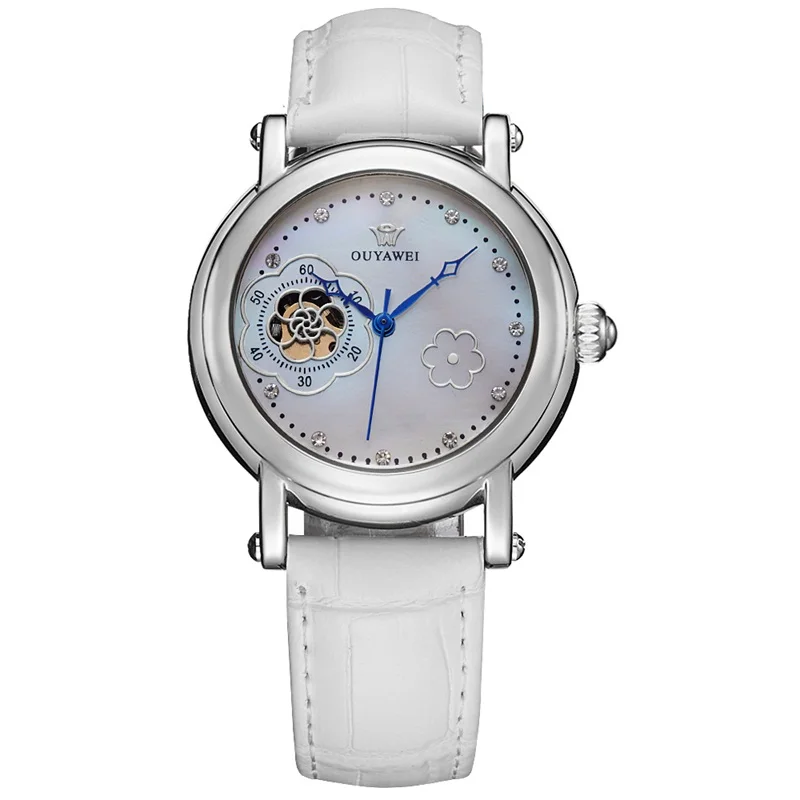 mechanical watches 1 OUYAWEI модные элегантные водостойкие механические часы для женщин self wind Бизнес Золотой цветок женские Автоматические часы для женщин - Цвет: mechanical watches 1