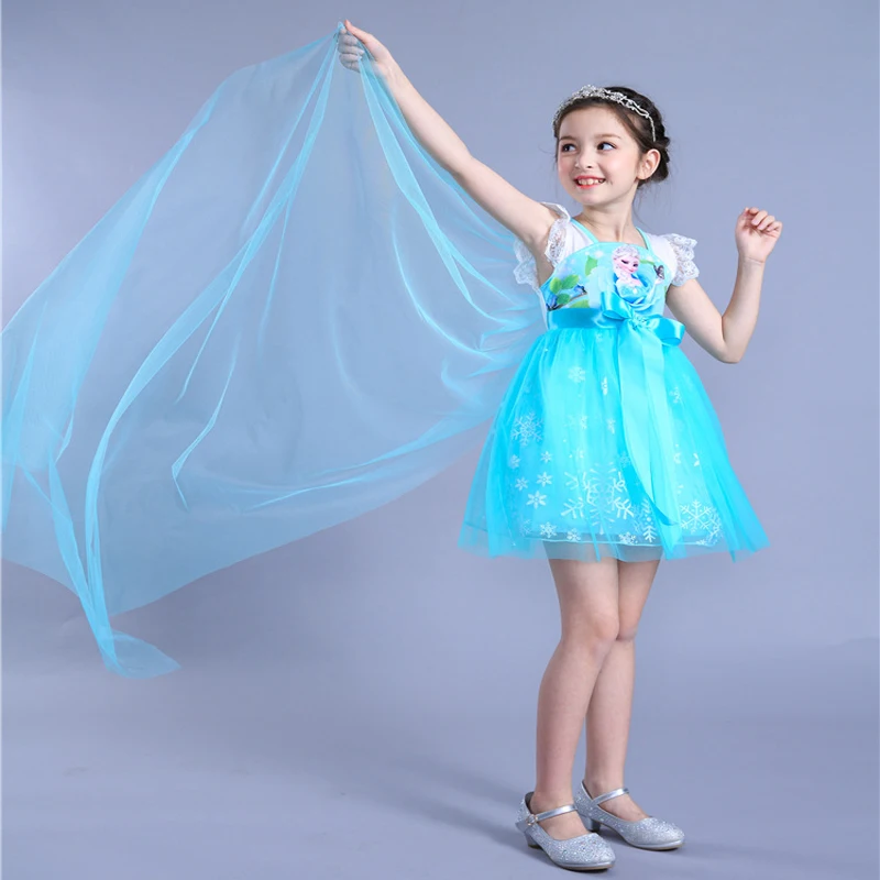 

Free shipping New style Halloween Girl's frozen princess elsa princess dress 2018 spring new dress for party birthday gift