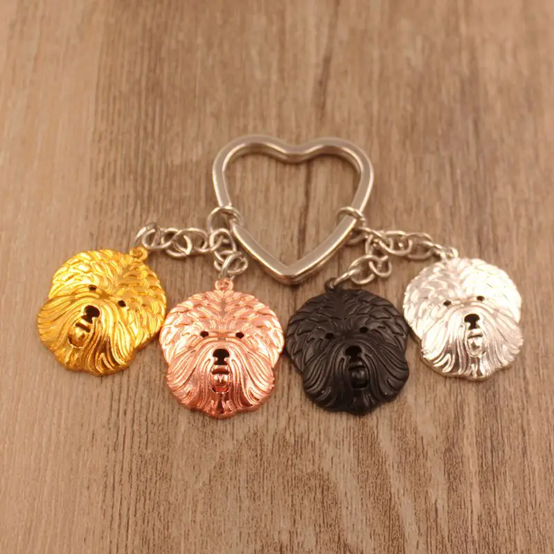 Брелок для ключей с милым старым английским овчиком животным золотым и