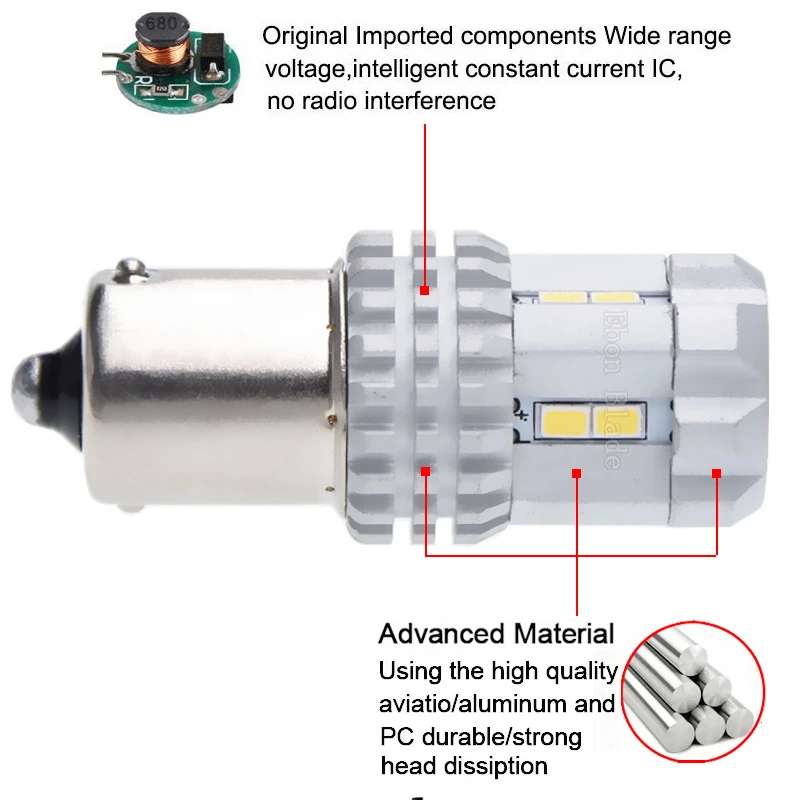2 шт. P21W светодиодный 1156 BA15S светодиодный светильник автомобиля s 12smd сигнал поворота Задний тормоз светильник R5W 3020 Светодиодный s 9 V-16 V автомобильная лампа
