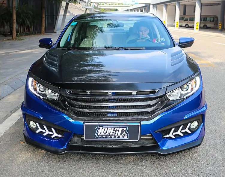 100% углеродное волокно передний бампер для автомобиля решетка решетки Honda Civic 10th