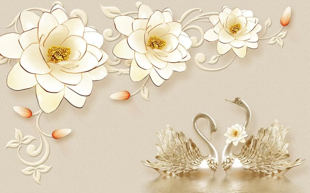 Европейский большой 3D обои цветок фото печать фрески для стен спальни Мода