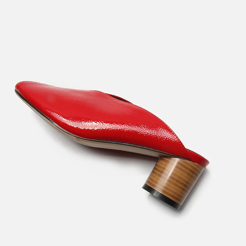 WETKISS/женские шлепанцы на Высоком толстом каблуке; шлепанцы с открытым носком; обувь из коровьей кожи; Новинка года; летние модные женские туфли без задника