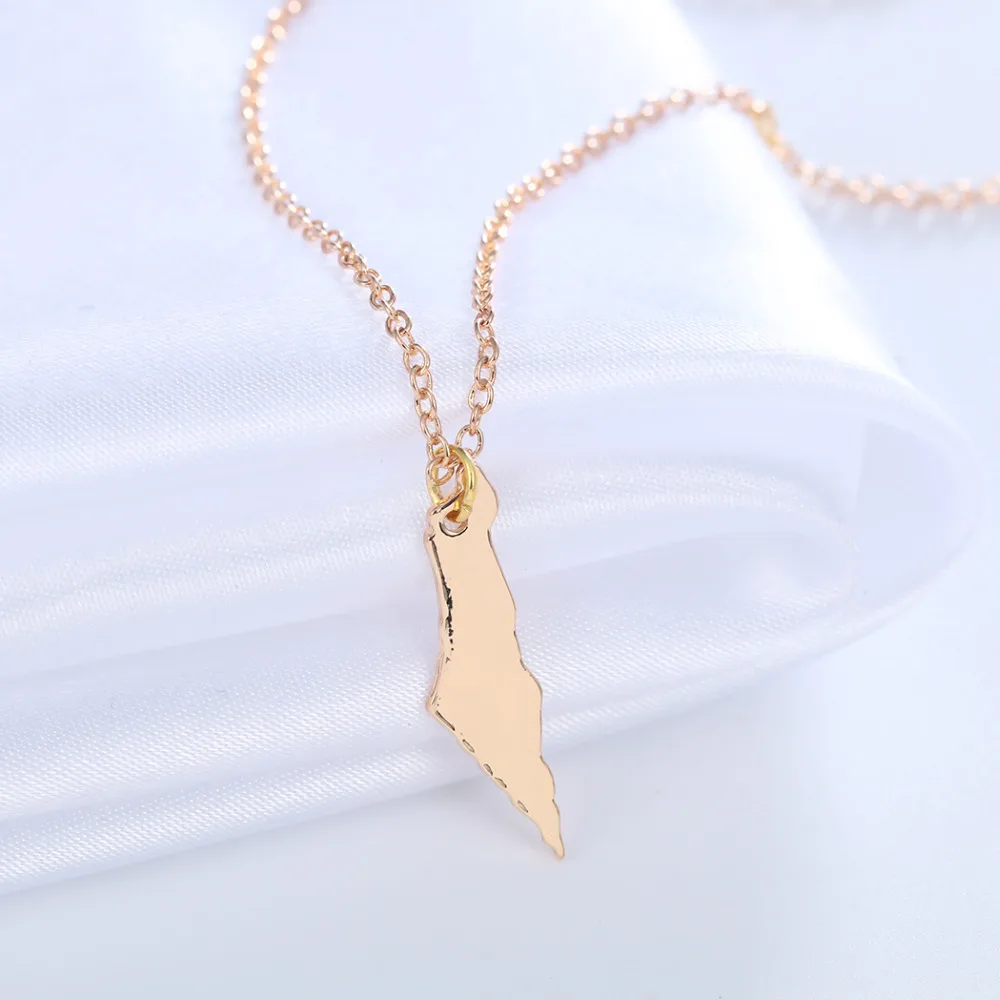 Kinitial 1 шт. цвета: золотистый серебристый карта Израиля Цепочки и ожерелья с