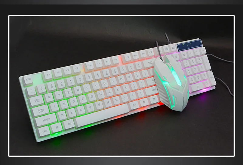 K280 USB Проводная компьютерная клавиатура стандарт 104 клавиш эргономичная ПК клавиатура с русской наклейкой Радужный светодиодный подсветка для рабочего стола