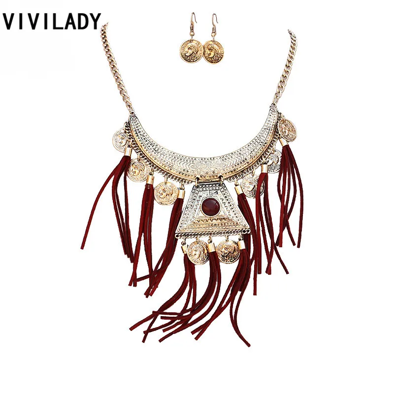 VIVILADY модные эффектные Новые Ювелирные наборы с кисточками для женщин Bijoux Maxi Boho