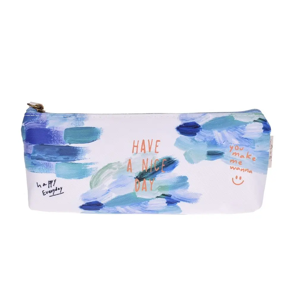 

Colorful Creative PU Leather Pencil Case Brush Doodle Pencil Cases Kawaii Canvas Bags School Supplies Gift drop shipping
