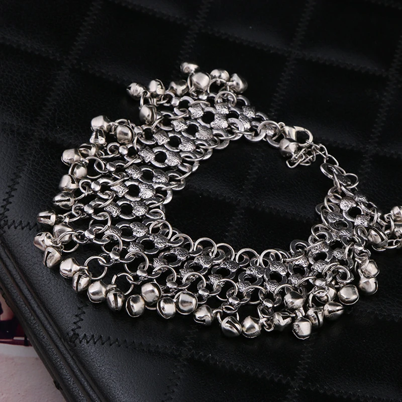 Серебряный Цвет Колокола Кисточкой широкий браслет для женские ботильоны цепь