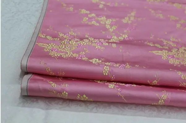 CF61 1 ярд китайский цветок сливы шелковая парча ткань Cheongsam одежда костюмы DIY Ткань для шитья кушион покрывало ткань - Цвет: 11 pink golden