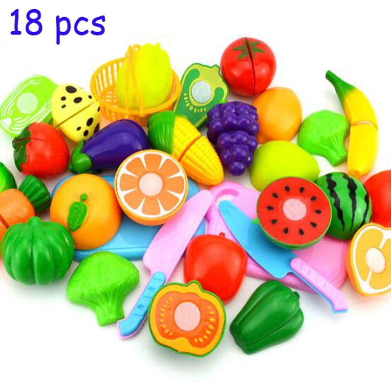 KAWO Plastic Play Toy Fruit and Vegetables Cutting Kids Pretend Educational Toys Cooking Kitchen for Girls Boys | Игрушки и хобби
