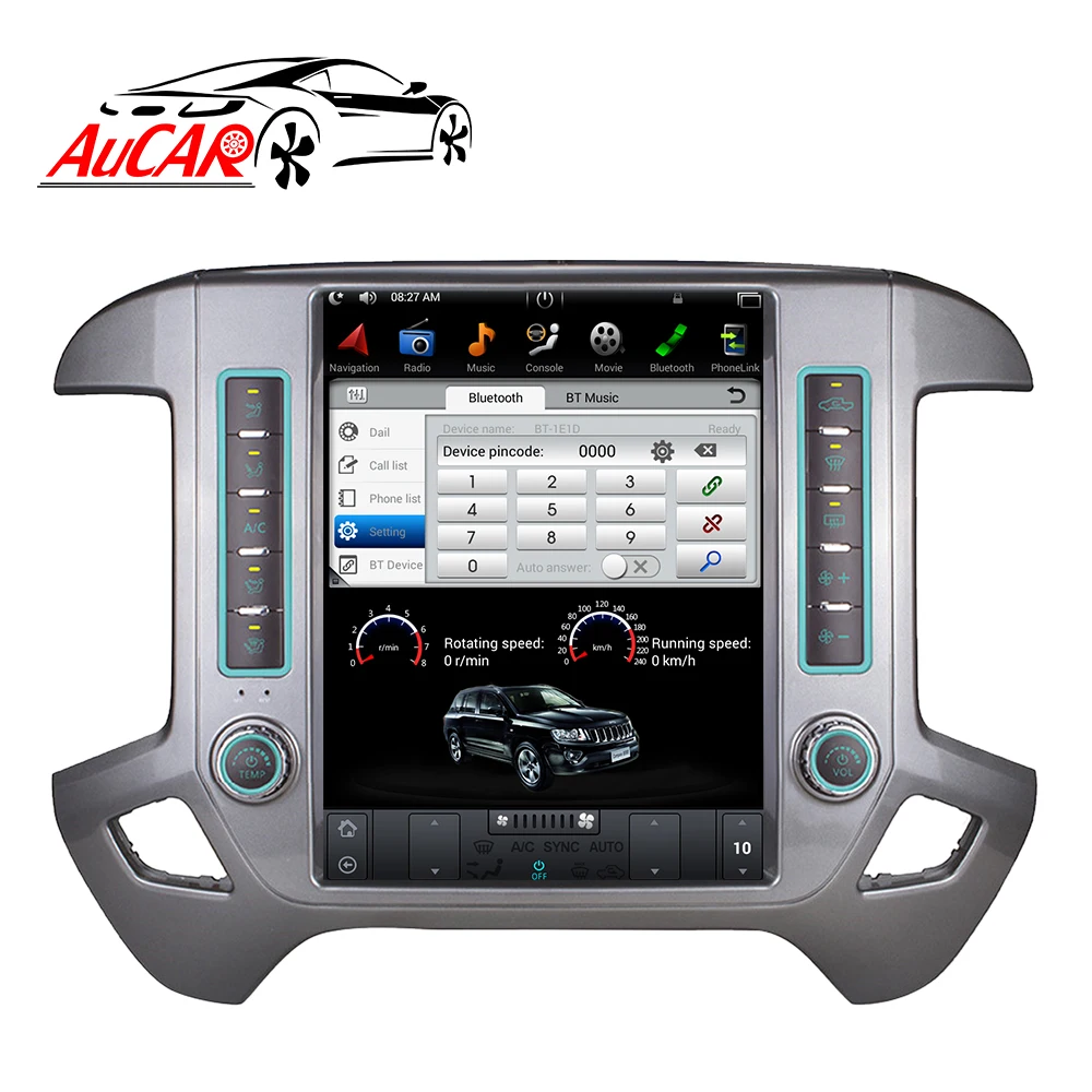 Автомагнитола AuCAR с вертикальным экраном для Chevrolet Silverado и GMC Sierra Tesla Style 12 1 дюймов