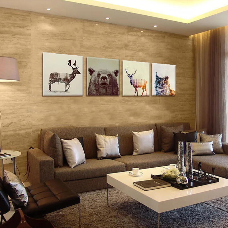 Акварельные скандинавские животные Лев медведь панда художественные принты