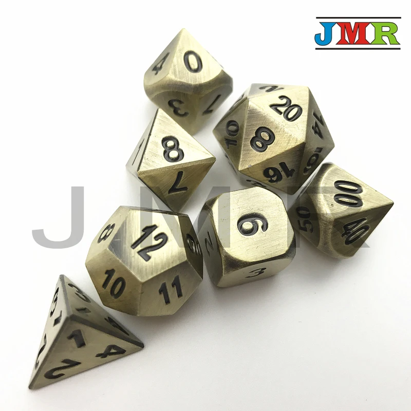7pcs dies Dados Металл для продажи настольная игра набор D4 D8 D10 % D12 D20 DND металлический куб
