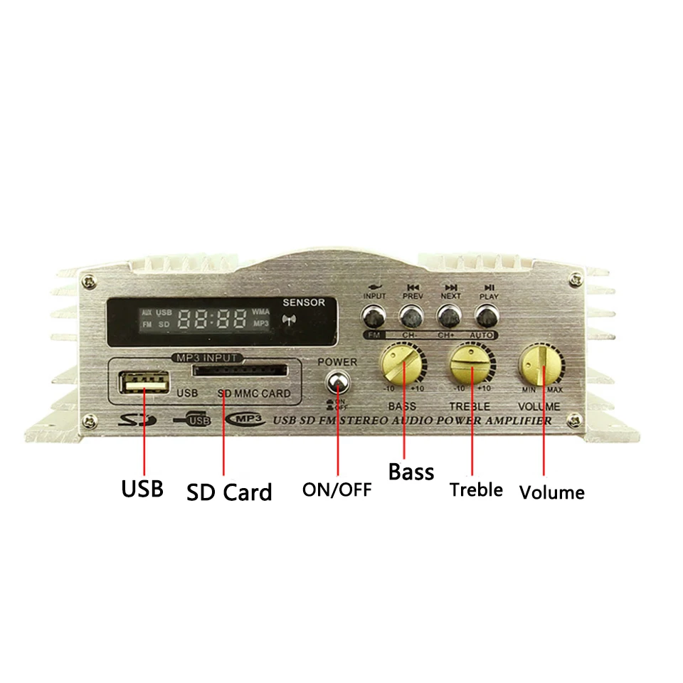 Марка Красной звезды HX-288AS усилитель 40Wx2 12V 2 канала Hi-Fi стерео усилитель FM радио MP3 AMP Динамик и пульт дистанционного управления