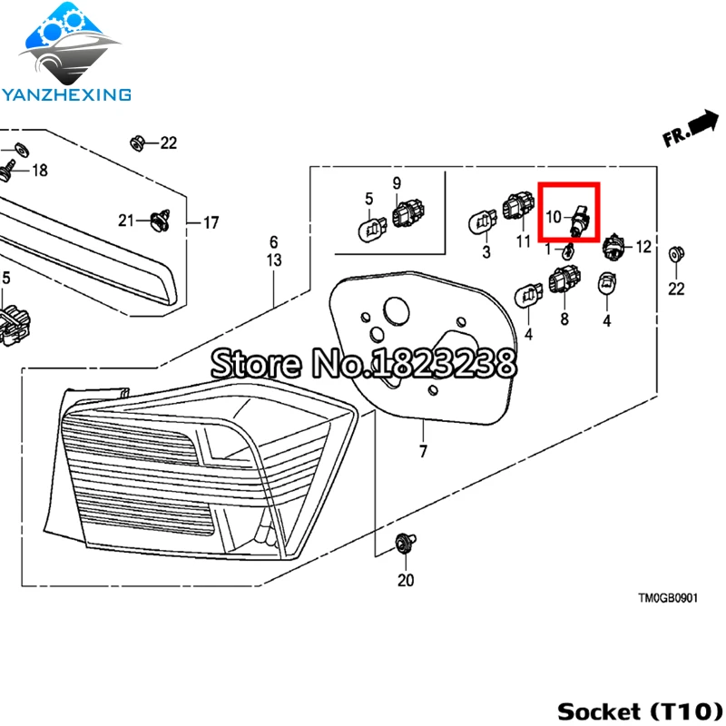 Задний фонарь Торцевая розетка (T10) OEM: 33513-S84-A01 для Honda CITY FIT JAZZ RDX Civic Accord CRV |
