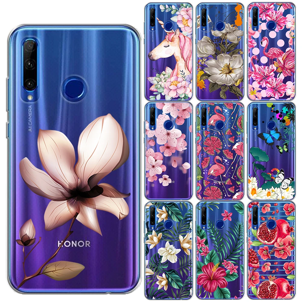 Мягкий чехол из ТПУ с рисунком арбуза фламинго единорога цветов для Huawei Honor 20 Lite 10i