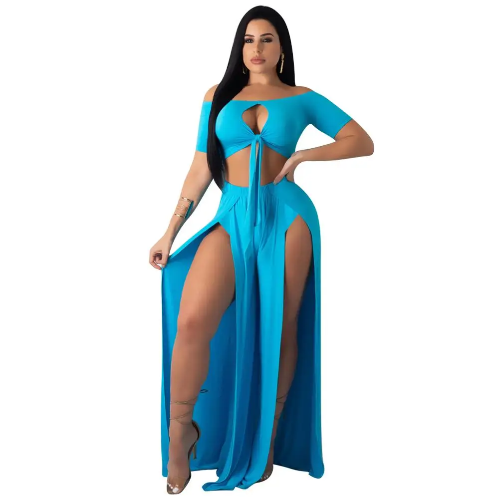 2019 летний короткий топ с открытыми плечами и высокой раздельной тонкой Макси