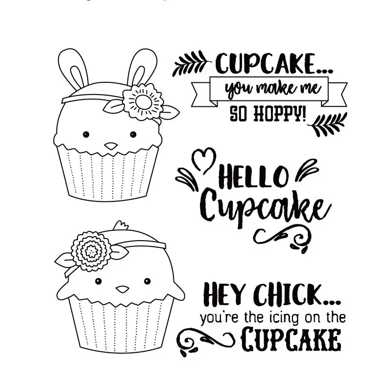 FXL Hoppy Cupcake прозрачные штампы для скрапбукинга DIY/изготовление карт/Детские