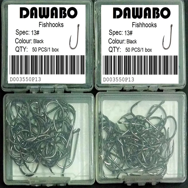 Крючки для рыбалки DAWOBO 50 штук в штучной упаковке рыболовные крючки #3 #13 из