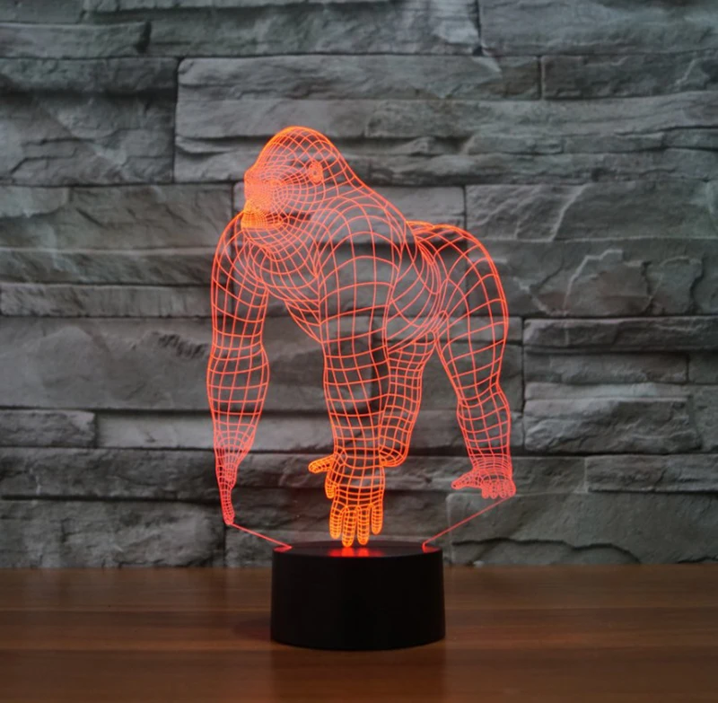 

New chimpanzee 3D lamp colorful touch LED vision lamp gift atmosphere lamp
