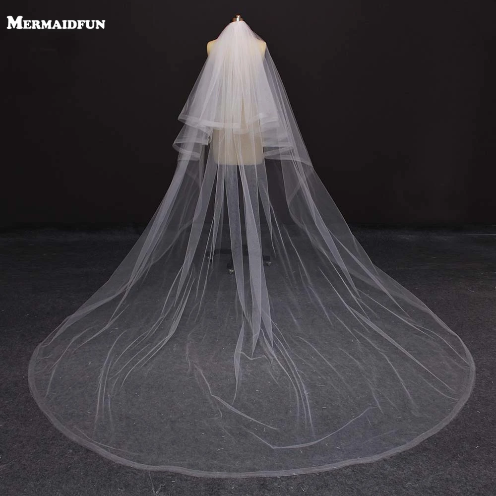 Фата свадебная двухслойная с гребнем Белый/цвет слоновой кости|cathedral wedding veil|wedding
