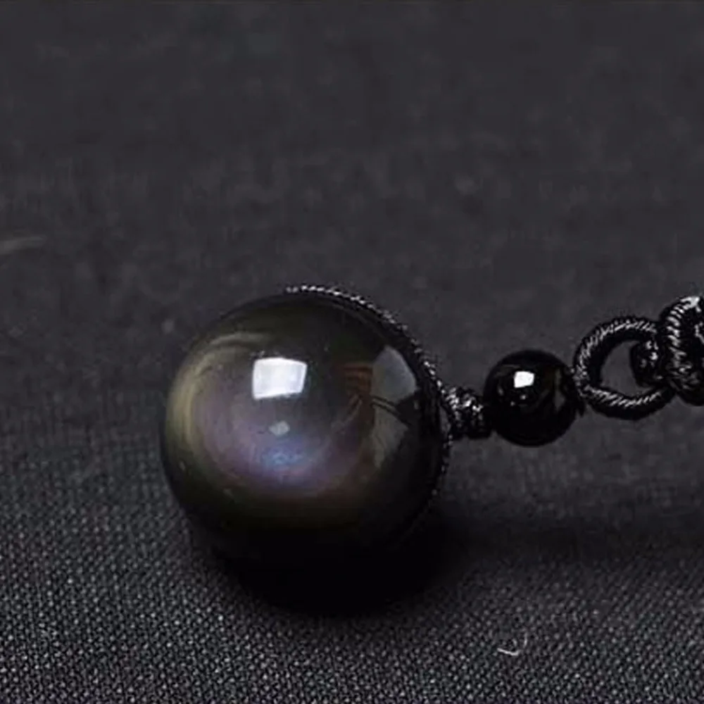 Обсидианские радужные шарики для глаз ожерелье из натурального камня подвески