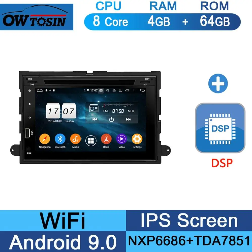 64G DSP " ips 1024*600 8 ядерный 4G+ 64G Android 9,0 автомобильный dvd-плеер для Ford F150 Mustang Expedition Explorer Fusion 2006 2007-2009 радио - Цвет: 64G DSP