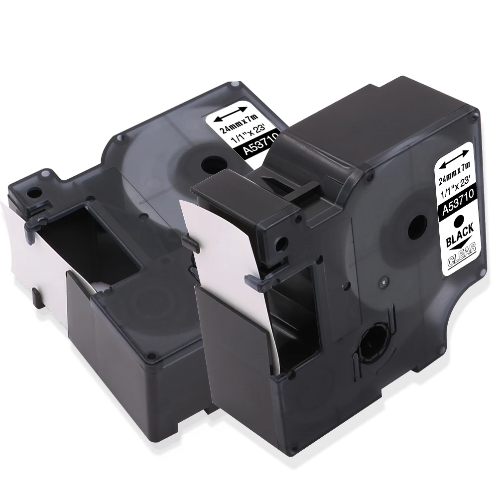 Labelife 2 Pack 53710 Черный на прозрачном 24 мм*7 м Совместимый картридж электронной ленты Dymo D1 S0720930 для принтера этикеток.