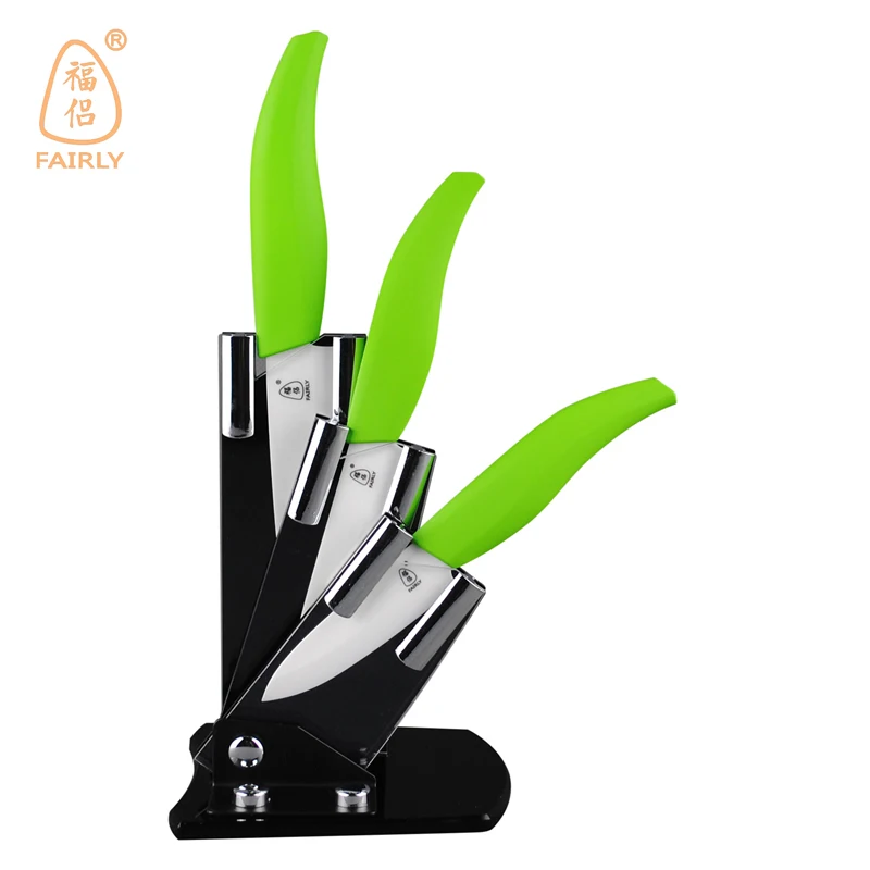 Free shipping High quality 3&quot 4&quot 5&quot inch brand Kitchen Fruit Ceramic Knife Set + Acrylic Holder block |