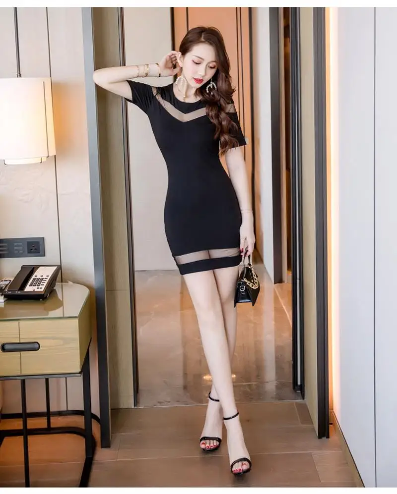 

sexy Nightclub Gauze dress Bodycon Dress 2018 Summer Women Sexy Elegant Black Celebrity Party Dresses Vestidos